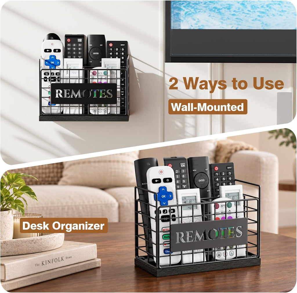 4‑Slot remote control holder, Remote Caddy with Side Handles