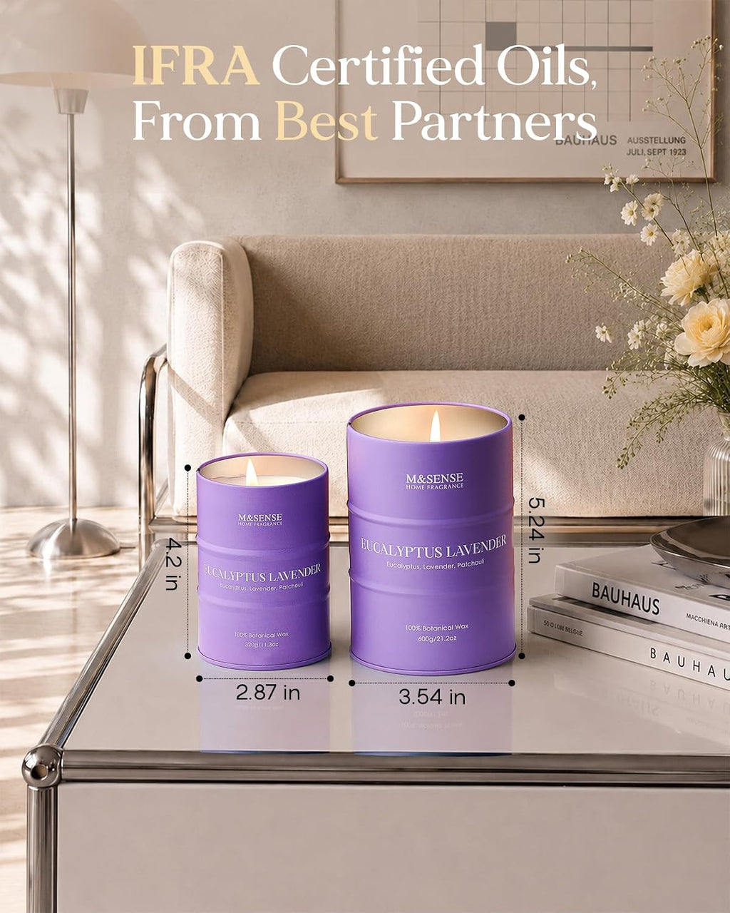 M&SENSE Eucalyptus Lavender Scented Soy Candles, 11.3oz
