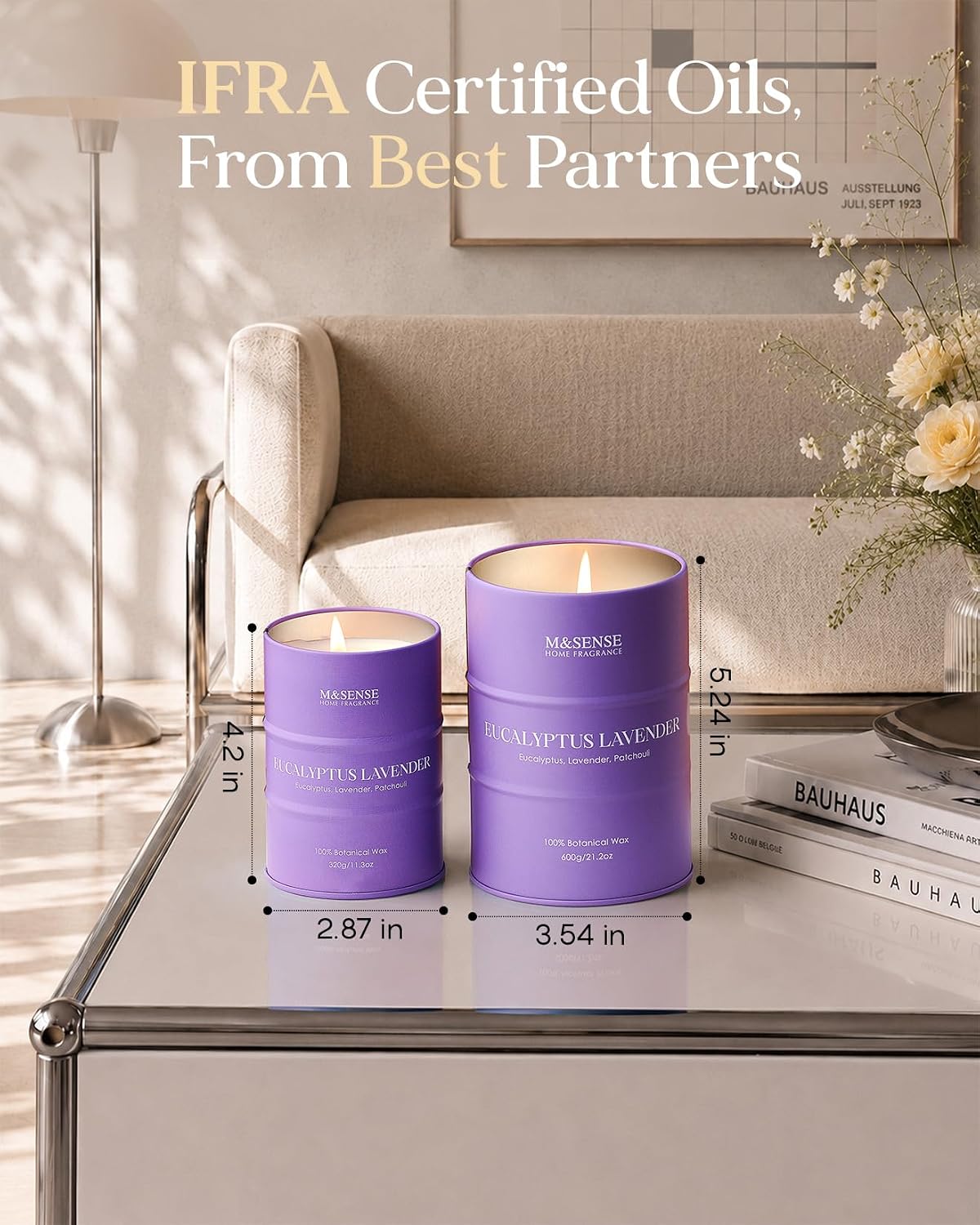 M&SENSE Eucalyptus Lavender Scented Soy Candles, 11.3oz