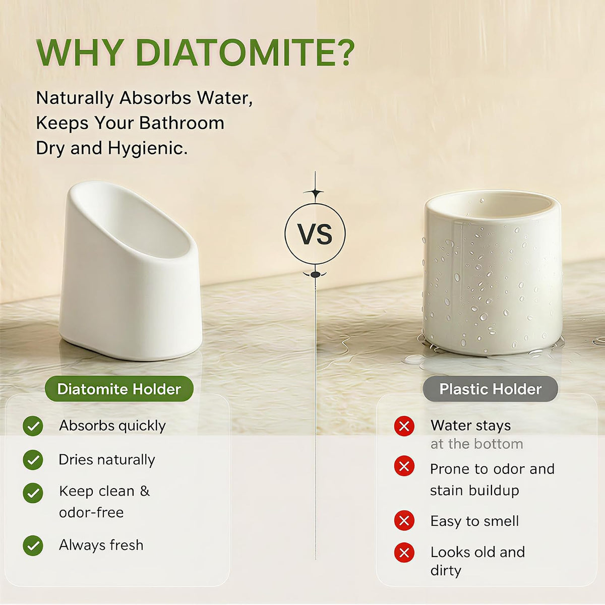 Small Toothbrush Holder, Diatomite Quick Dry Stand