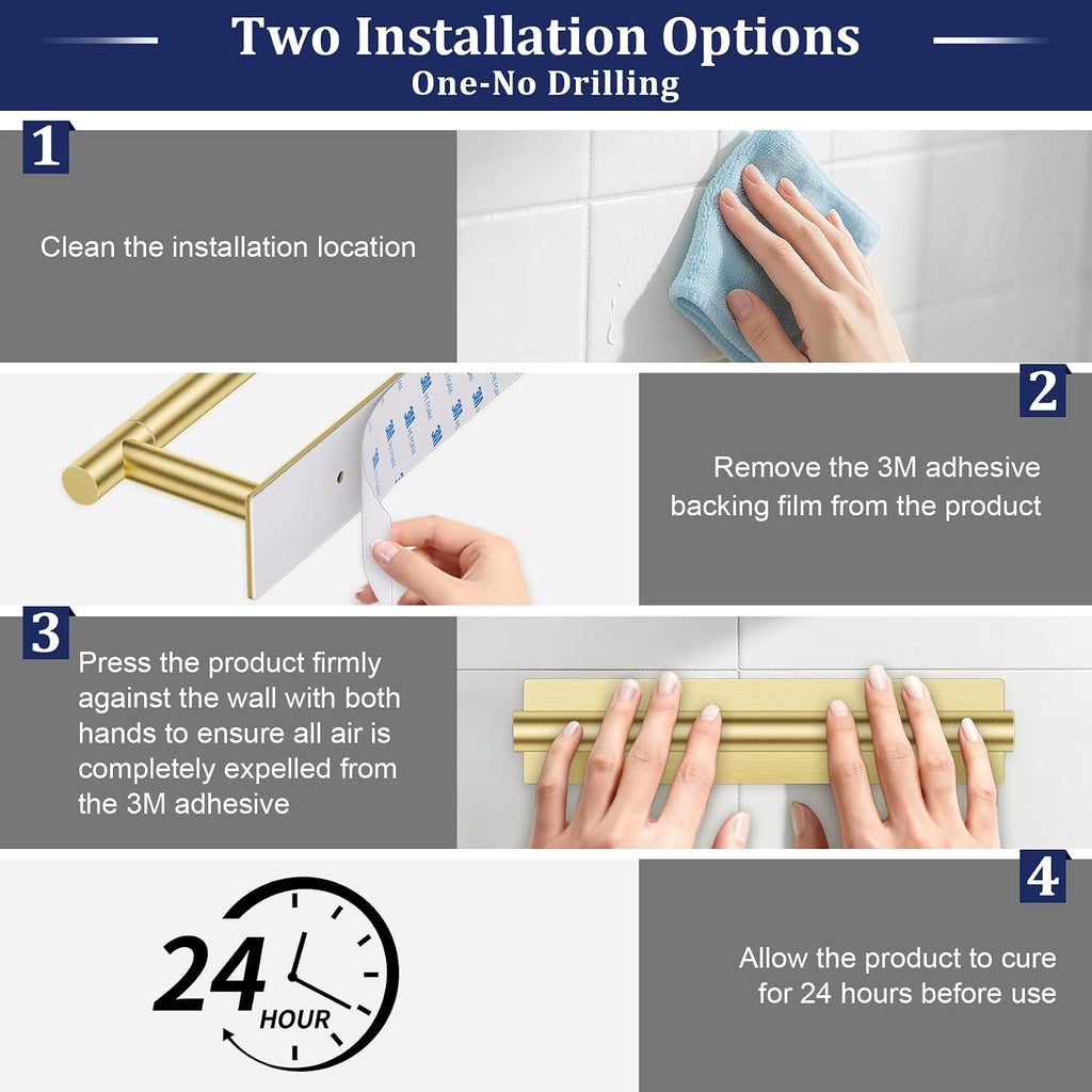 Lairuier Brushed Gold Toilet Paper Holder, Adhesive or Screw Wall Mount
