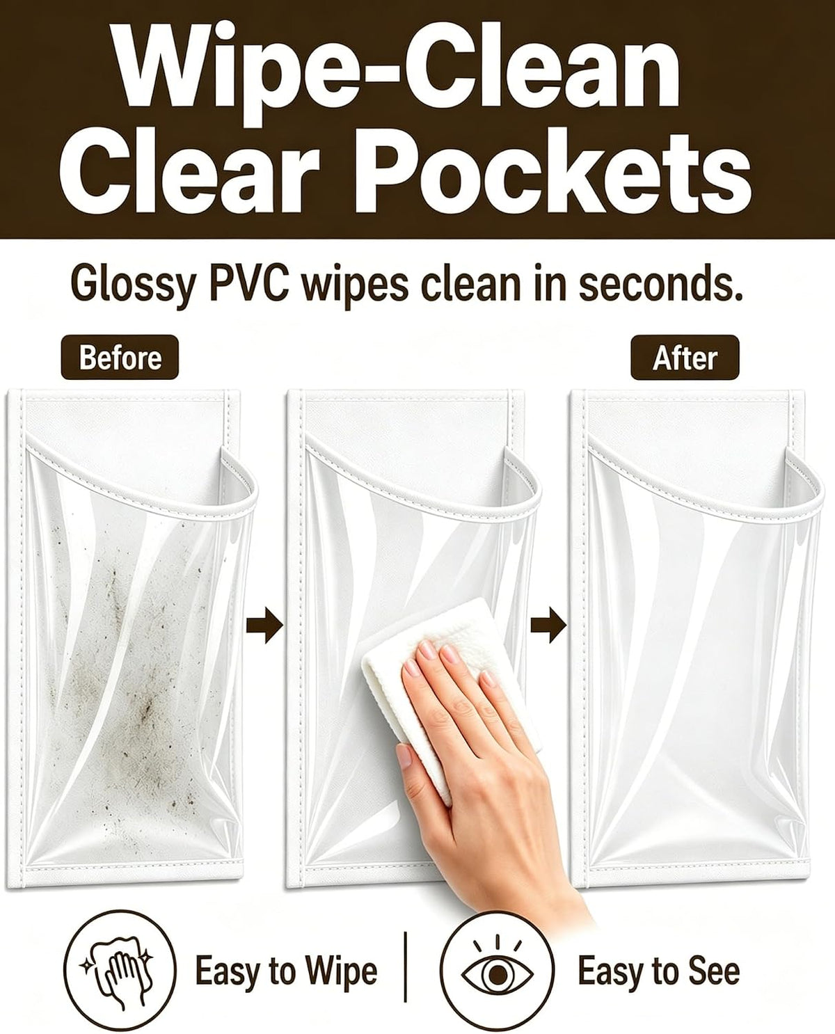 Over-the-Door Shoe Organizer with 24 Crystal Clear Pockets, White