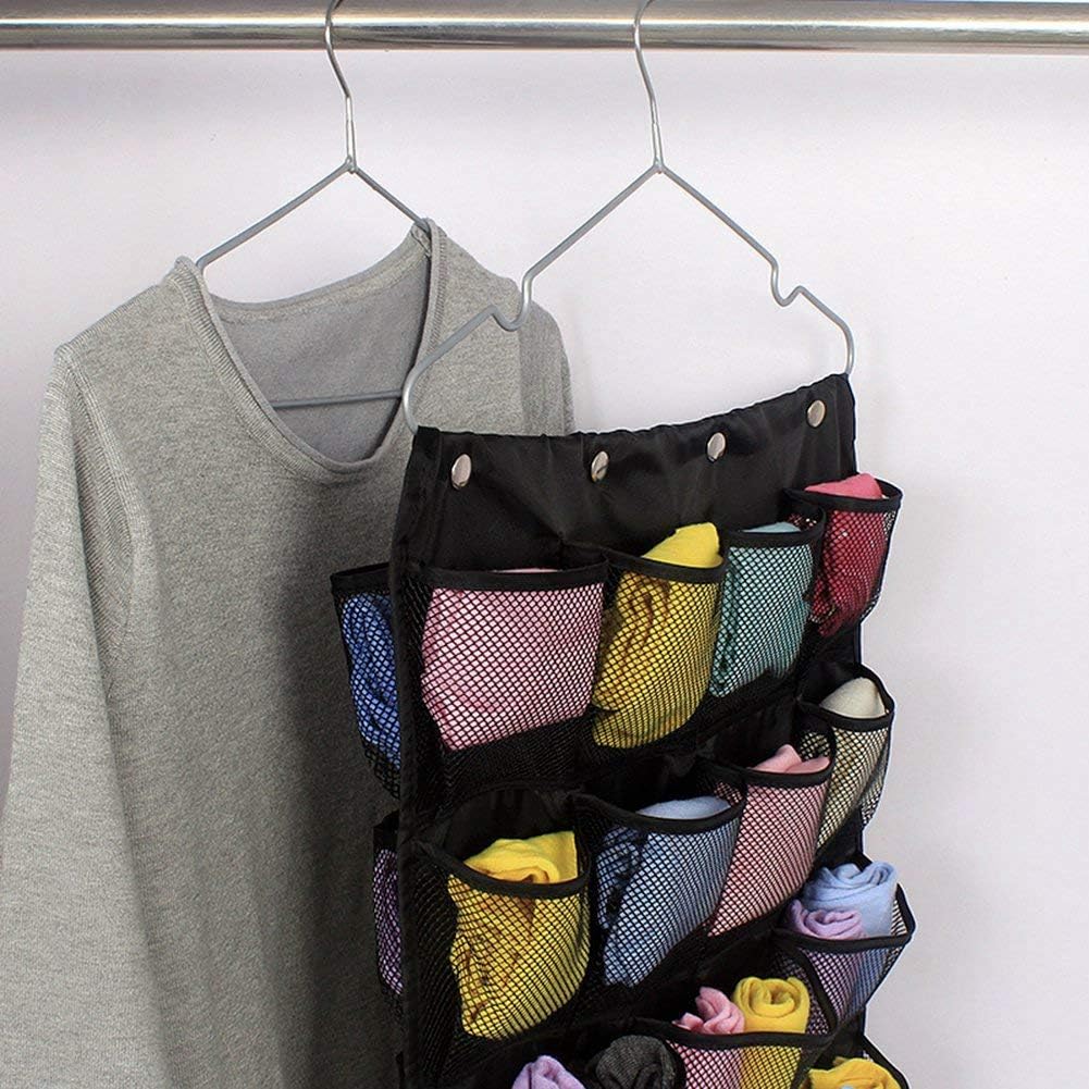 Oxford Hanging Closet Organizer for Underwear, Stocking, Bra and Sock, Dual-Sided Space Saving Storage Holder with 42 Pockets