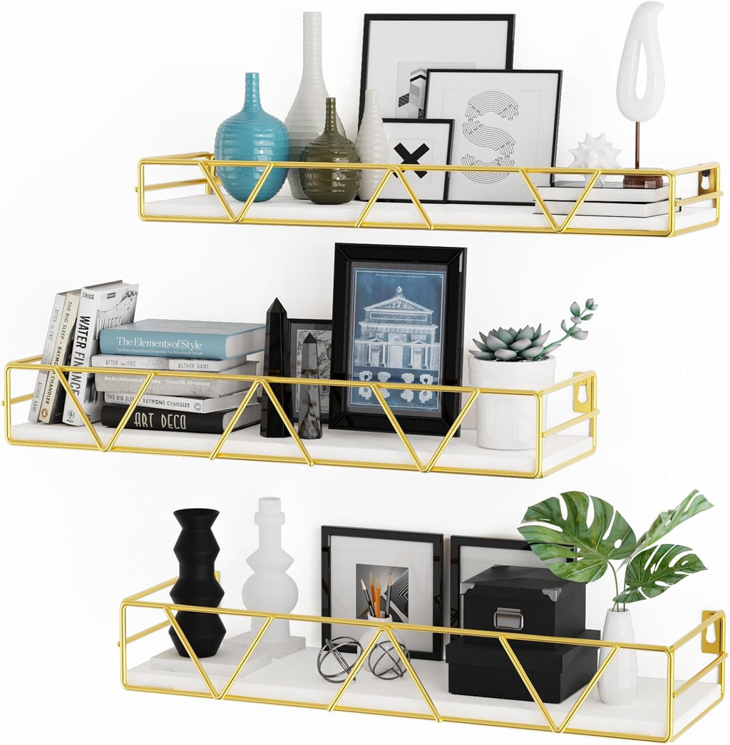 Floating Shelves Set of 3, Wood Wall Shelf, Farmhouse Shelf for Bedroom