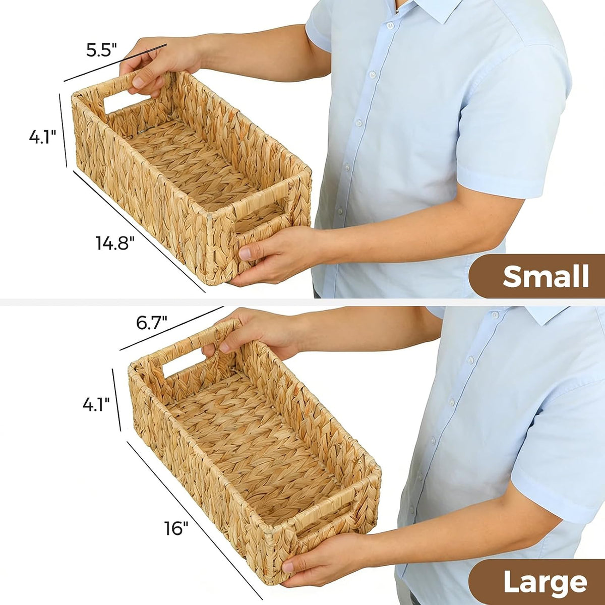 Toilet Paper Storage Basket for Bathroom Wicker Toilet Tank Basket Set of 2