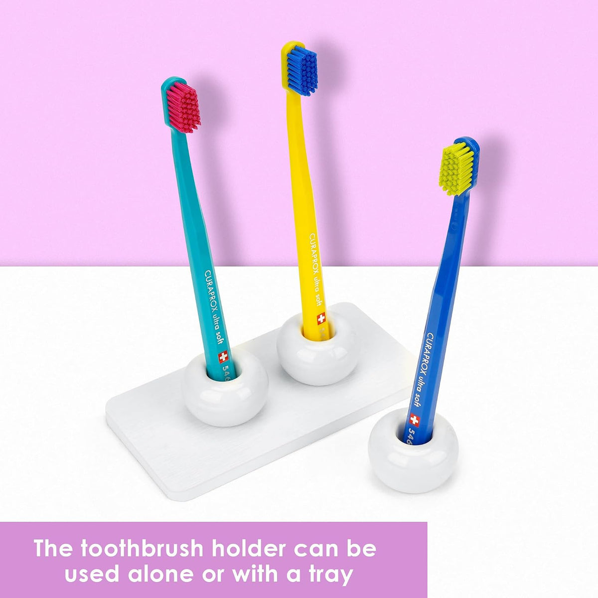 3 Pack Ceramic Toothbrush Holder with Diatomite Toothbrush Tray for Bathroom Shower Countertop Storage Organizer, Small Toothpaste Razor Electric Tooth Brush Head Stand (White)