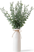 Vase with Greenery, 20pcs Artificial EucalyptusStems in White Vase, Boho Home Decor Plant, 19" Decorative Fake Plants for Home Farmhouse Mantle Centerpiece Decor