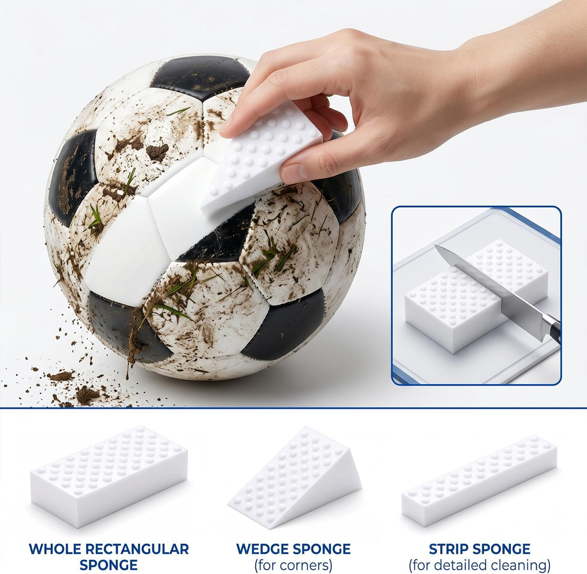 50 Pack High-Density Magic Melamine Sponge Eraser, Extra Durable Nano Cleaning Pads Supplies for Multi-Surface, Non-Crumbling Scrubber for Walls, Shoes, Kitchen & Bath, Just Add Water
