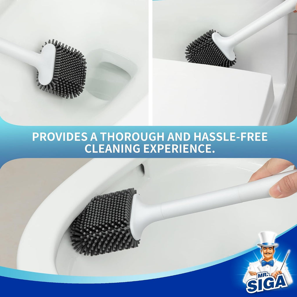 MR.SIGA Toilet Brush and Holder Wall Mounted, White, 1 Pack
