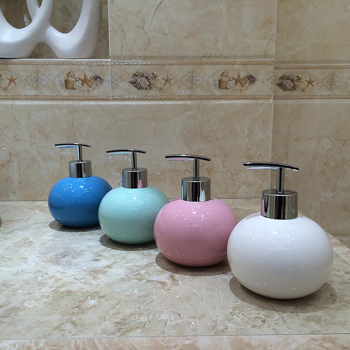 18 Oz Ceramic Soap Dispenser with Rust Proof Pump,Ball Shaped Decorative Modern Minimalist Refillable Hand Lotion Pump Bottle,Hand Soap Dish Soap Dispenser for Kitchen Bathroom (Color 6)