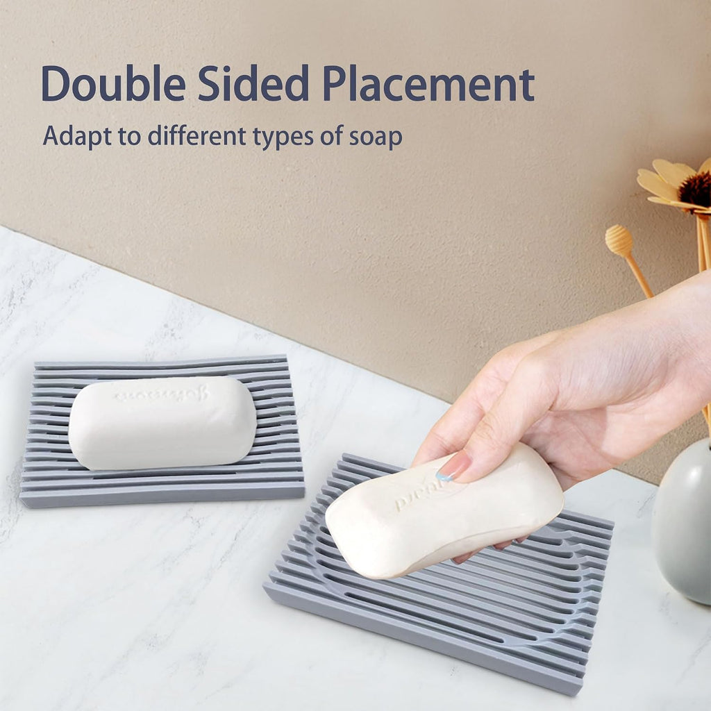 Aoheuo Modern Minimalist Soap Dish (1Pack),Drainage Silicone Soap Holder,5.5 Long by 3.15 Wide,0.55 inches high,Used for Kitchen,Bathroom,and Bar Sink