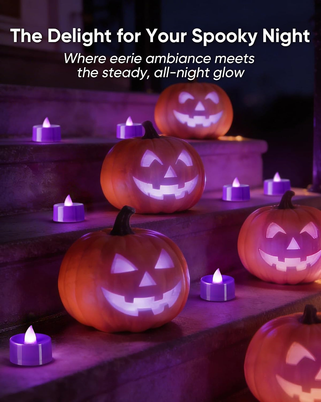 BEICHI Flameless Candles, 24Pack Tea Lights Battery Operated, Purple Base