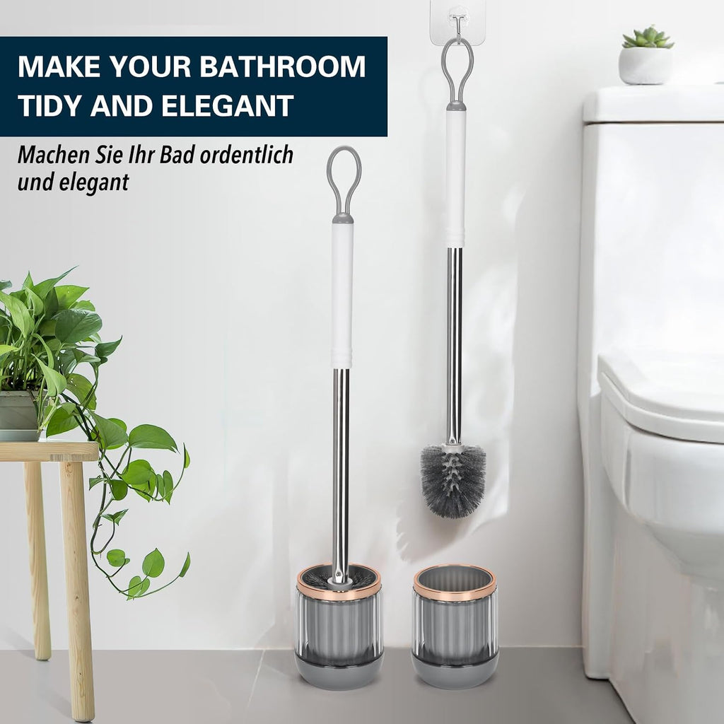 Toilet Brush and Holder Set 2 Pack for Bathroom 21.6" Long Handle