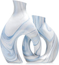 Blue Ceramic Snuggle Vases Set of 2 for Flowers
