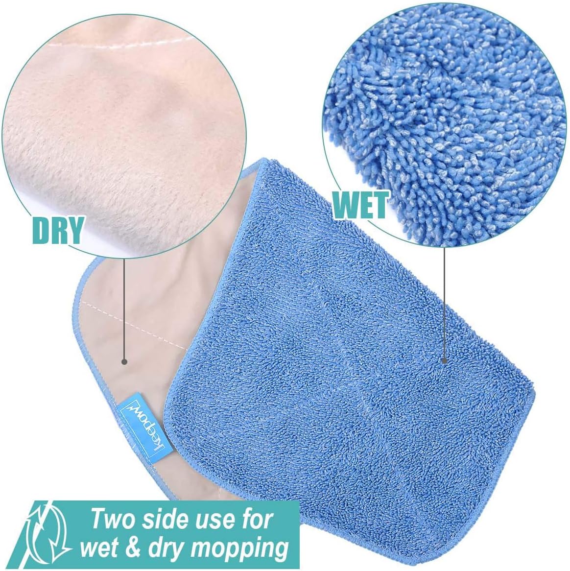 KEEPOW 5 Pack Reusable Microfiber Mop Pads Compatible with MR.SIGA Mop