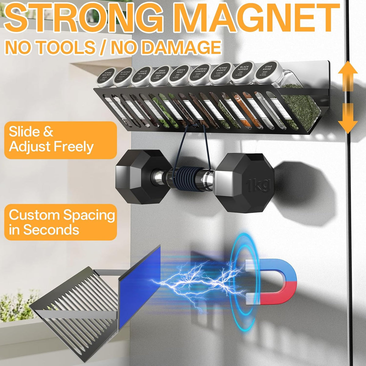DTUQYX 4 Pack Magnetic Extra Long Shelves for Washing Machine,15-16.5in Magnetic Hanging Closet Organizer Laundry Shelf for Metal Surface,No Drill, Strong Magnet, Space Saving
