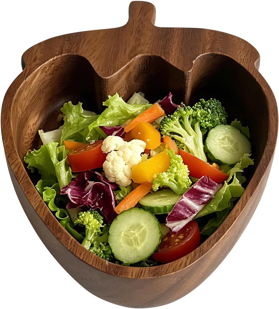 Dishsays wooden fruit bowl wooden salad serving bowls for food kitchen counter office small candy dish key pistachio bowl decorative platos de madera para comer Strawberry and Acorn Shaped