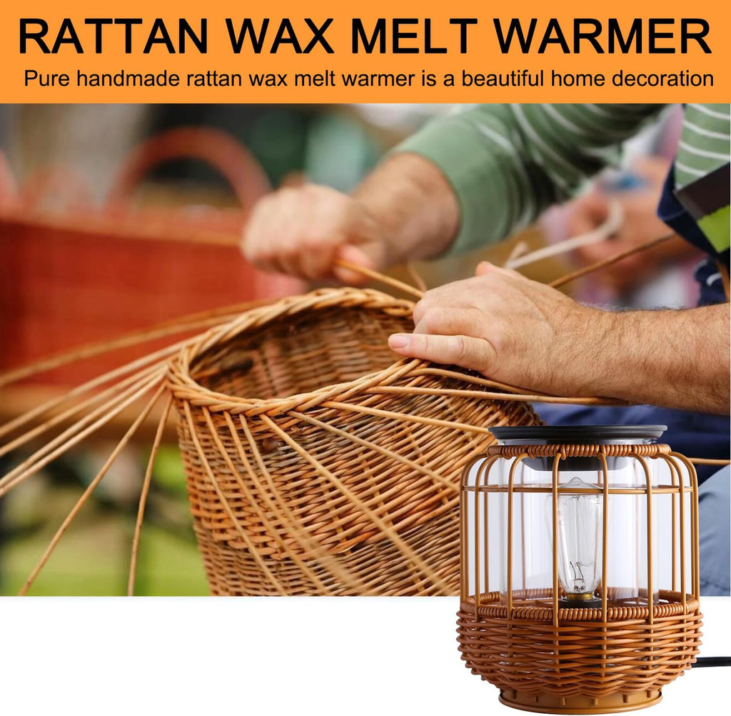 Rattan Wax Melt Warmer Electric Wax Warmer for Scented Wax Cubes