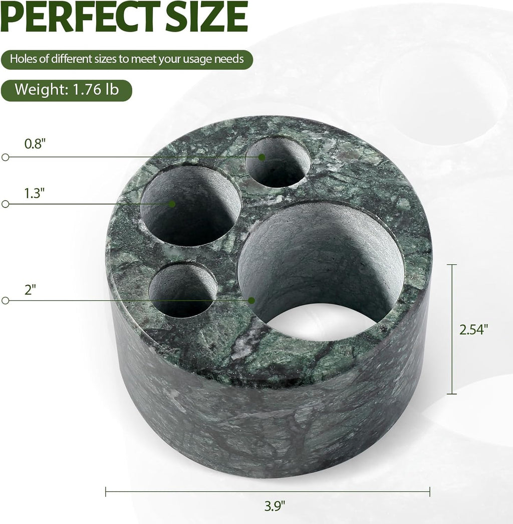 BCS Toothbrush Holder for Bathrooms, Cute 4 Slots Open-Bottom Marble Toothbrush and Toothpaste Holder Stand Bathroom Organizer Countertop for Electric Toothbrush, Floss, Razor, Comb - Indian Green