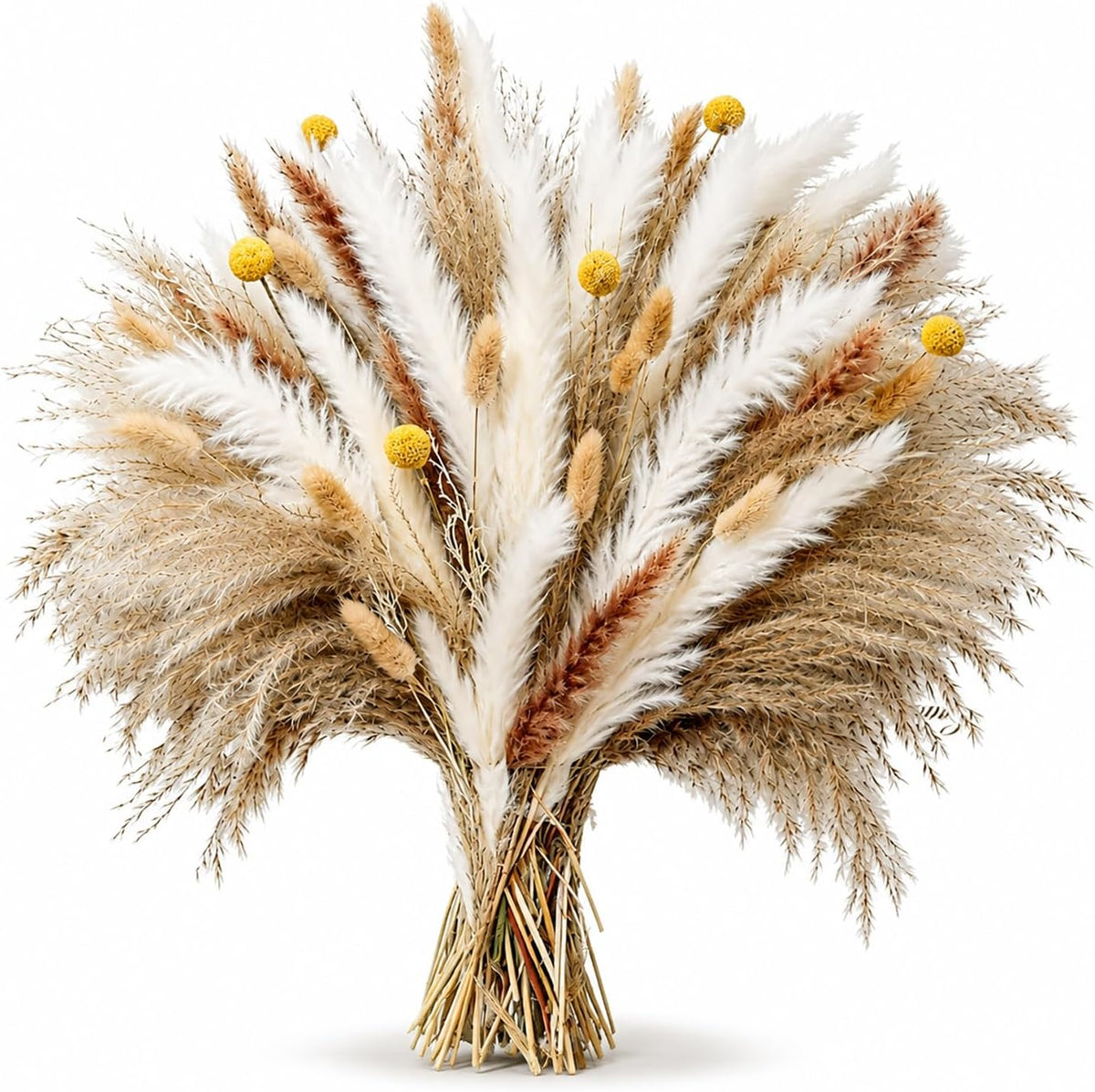 17 Inch Natural Dried Flower Boho Dried Pampas Grass for Home Decor Dried Flowers Bouquet for Farmhouse Table Centerpiece Wedding Party & Living Room Vase Filler Decor