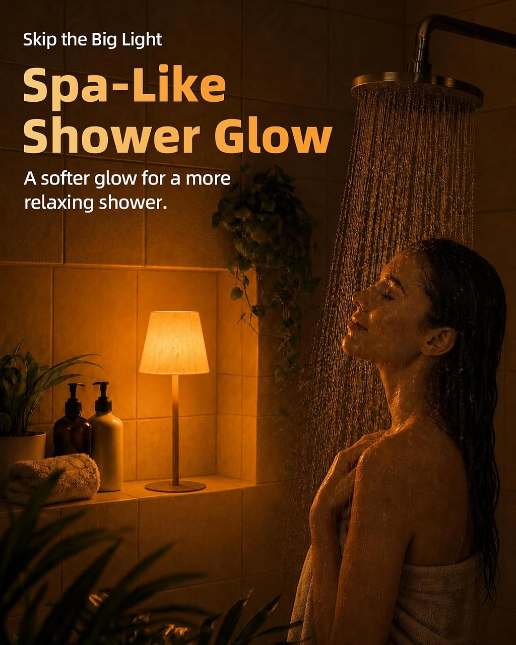EZVALO Spa-Like RGB Shower Lamp – Waterproof Bathroom Lamp with Remote, Rechargeable Cordless Mood Light, 3 Color Temps & 80 RGB Colors for Relaxing Bathroom & Bathtub Experience (2 Packs)