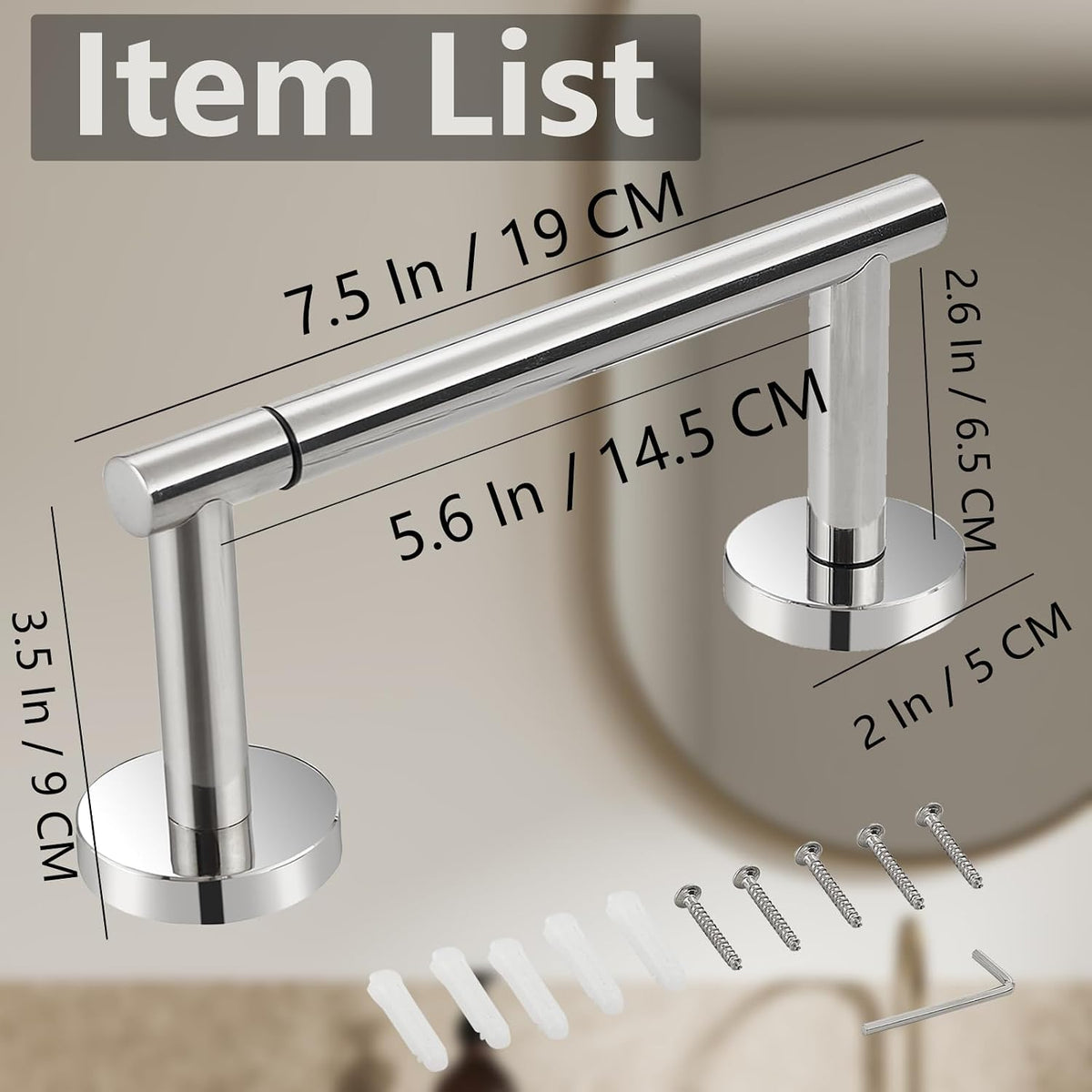 Toilet Paper Holder, Double Post Pivoting Design, Stainless Steel Rustproof Bathroom Tissue Holder, Wall Mount Fits Mega Rolls, for Home, RV, Commercial Bathroom Chrome