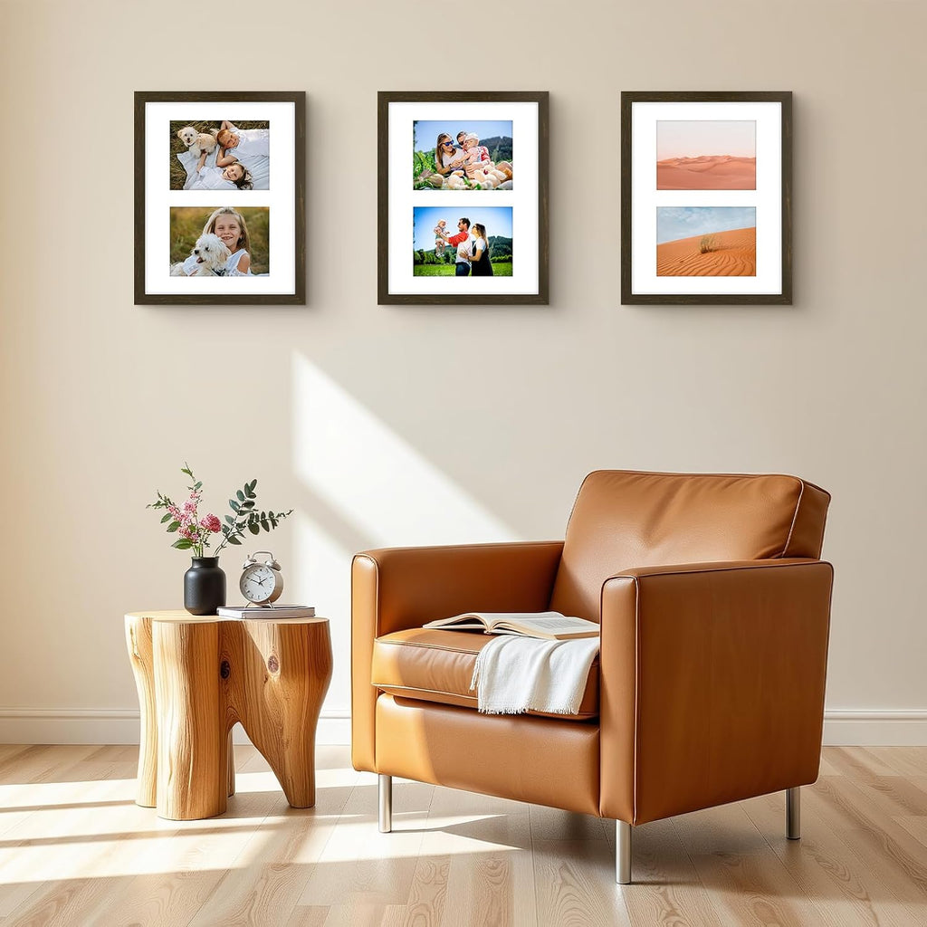 Golden State Art 11x14 Dark Brown Wood Frame - for Two 5x7 Pictures, 1 Pack