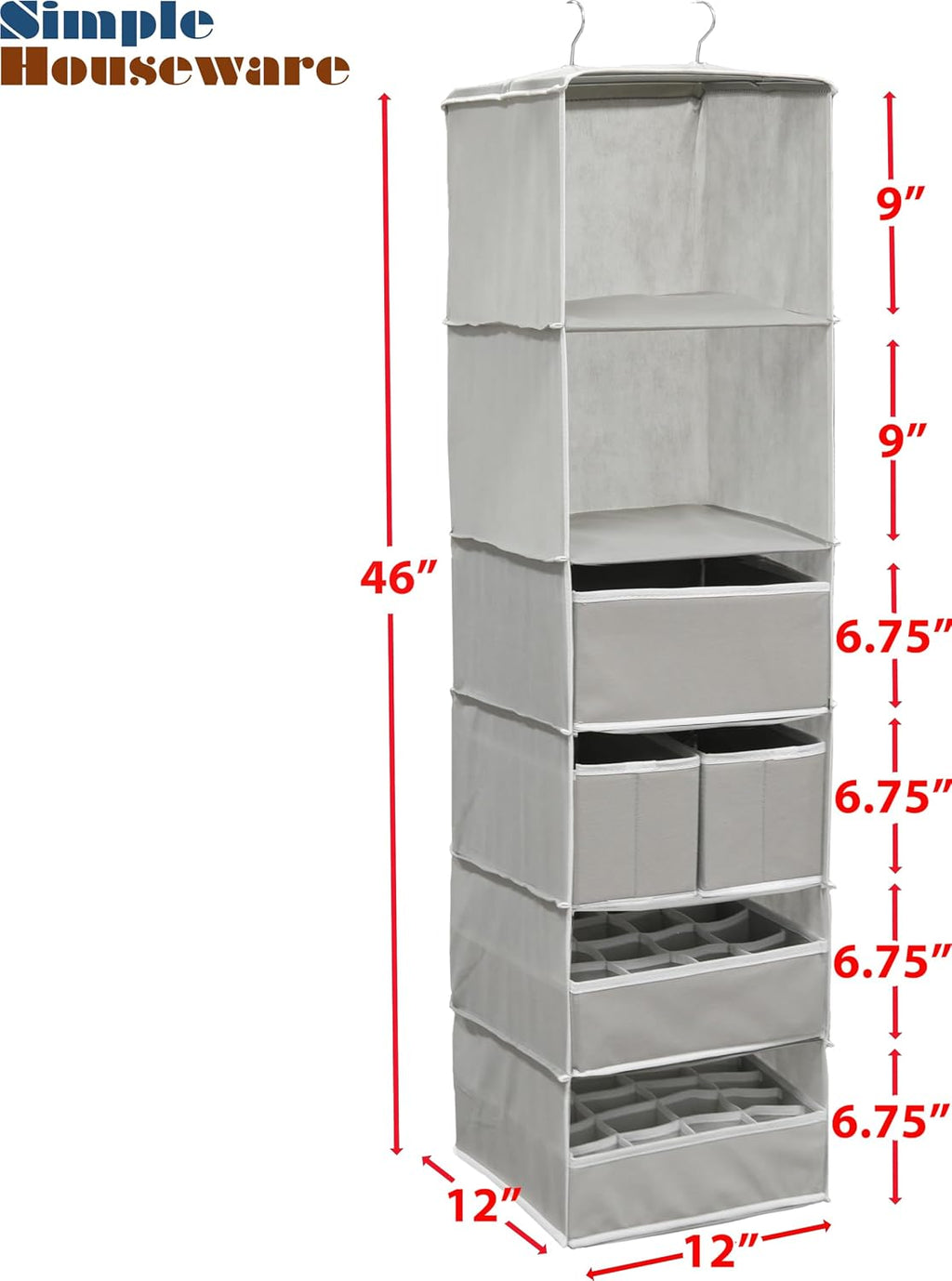 Simple Houseware 6 Shelf Hanging Closet Organizer with 5 Drawers Storage