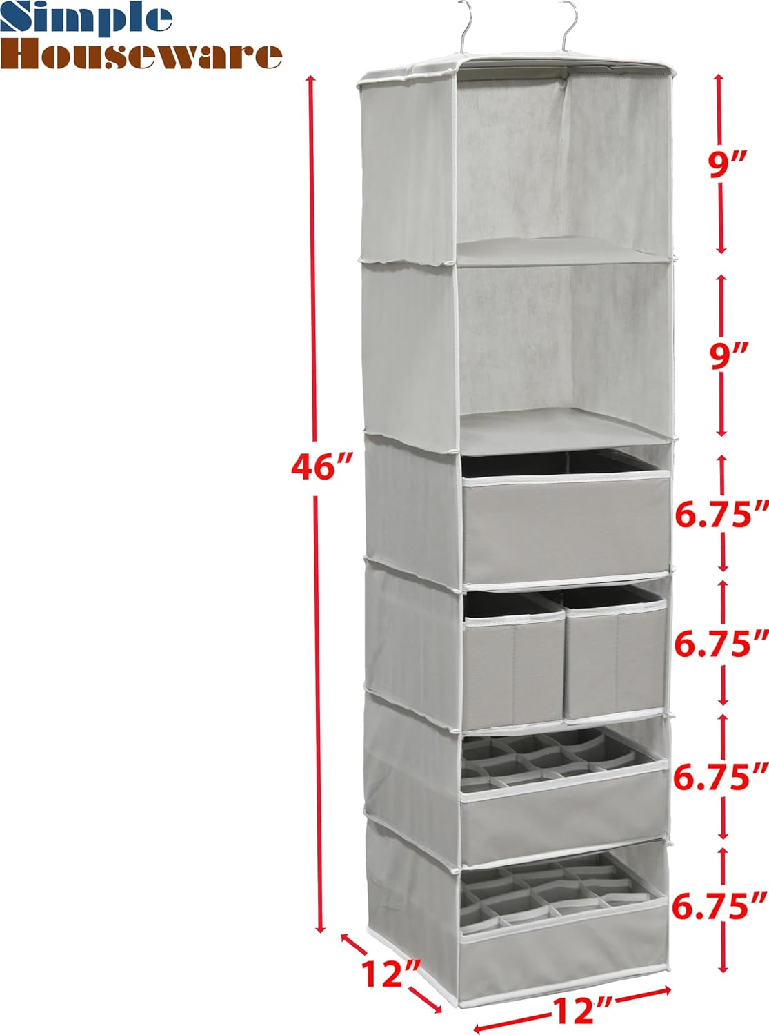 Simple Houseware 6 Shelf Hanging Closet Organizer with 5 Drawers Storage