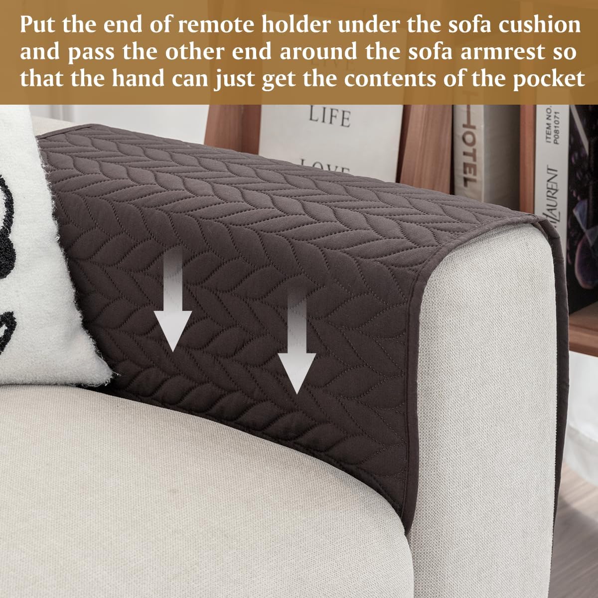 Sofa Armrest Organizer Arm Chair Caddy for Recliner, Chocolate