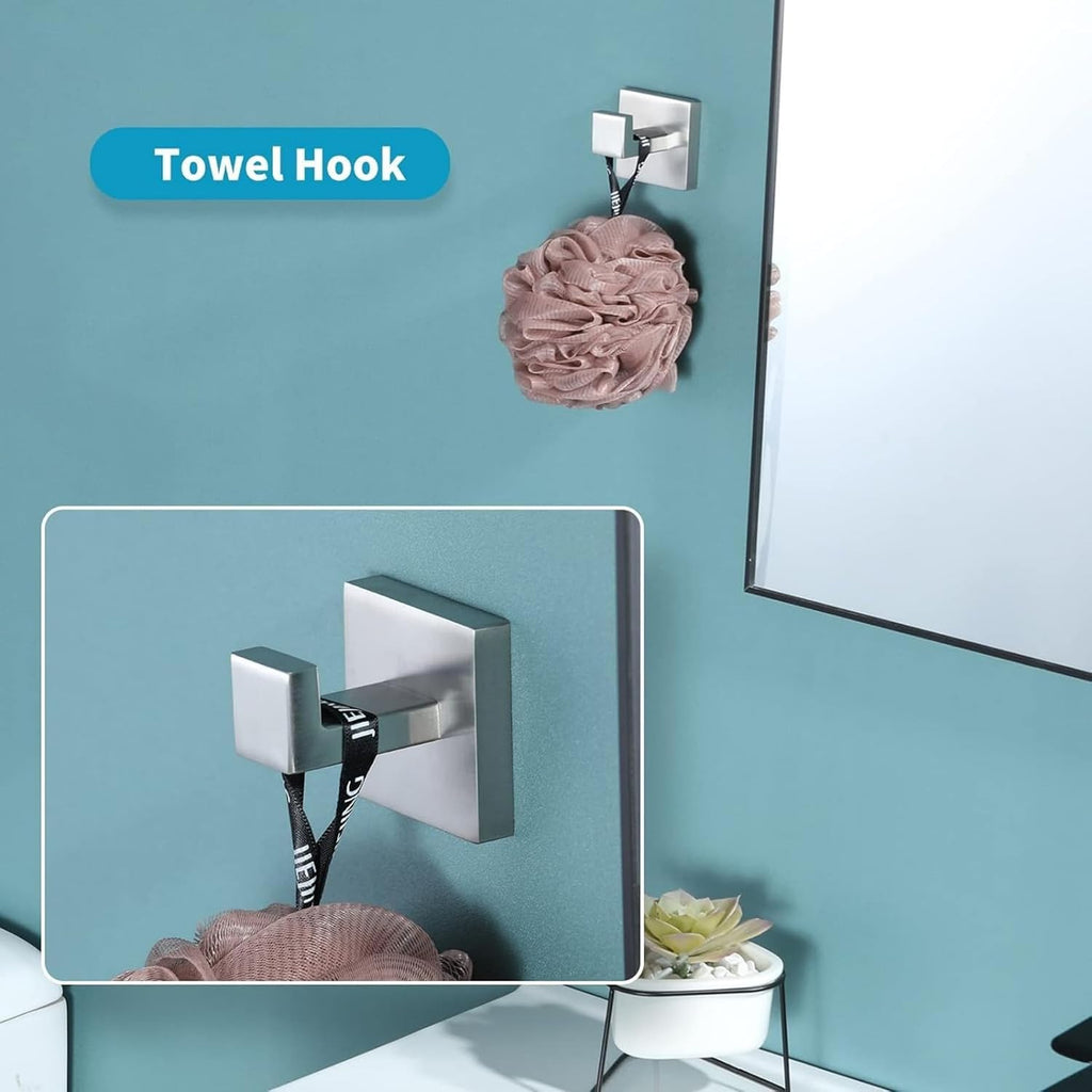 Bathroom Hardware Set Brushed Nickel,16 inch 5-Piece Towel Bar Wall Mount Modern Bathroom Accessories Include Towel Rack,Toilet Paper Holder,2*Robe Hook