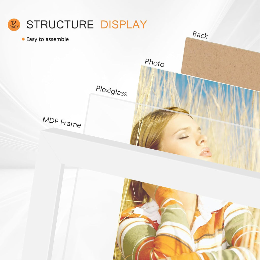 DUENPY 12 Pack Gallery Collage Frame Mixed Sizes White
