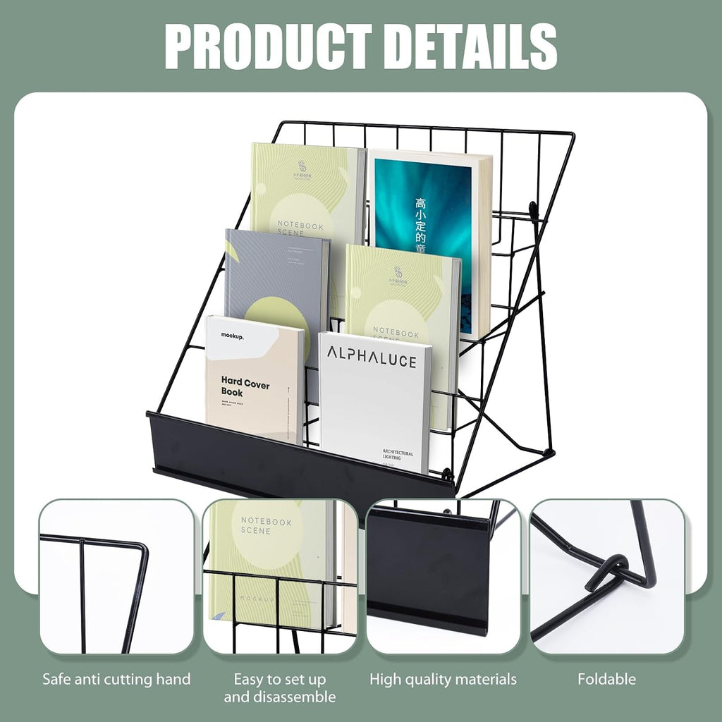 Book Signing Rack,Library Classroom Picture Literature Brochure 4 Tiered