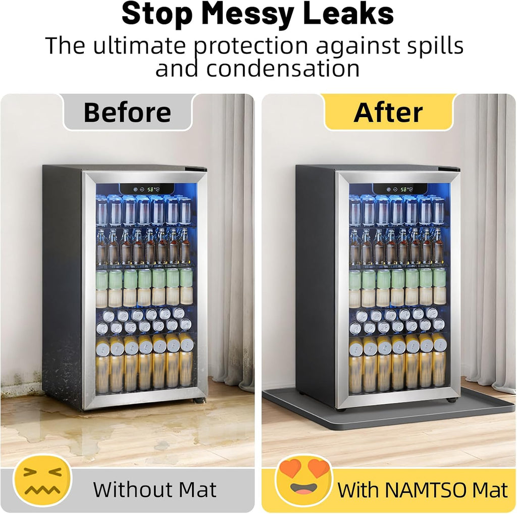 NAMTSO Mini Fridge Silicone Mat, 24"x24" Floor Protector Drip Tray, Grey