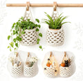 2 Pack 4-inch Macrame Wall Plant Hanger Hanging Planters, Beige