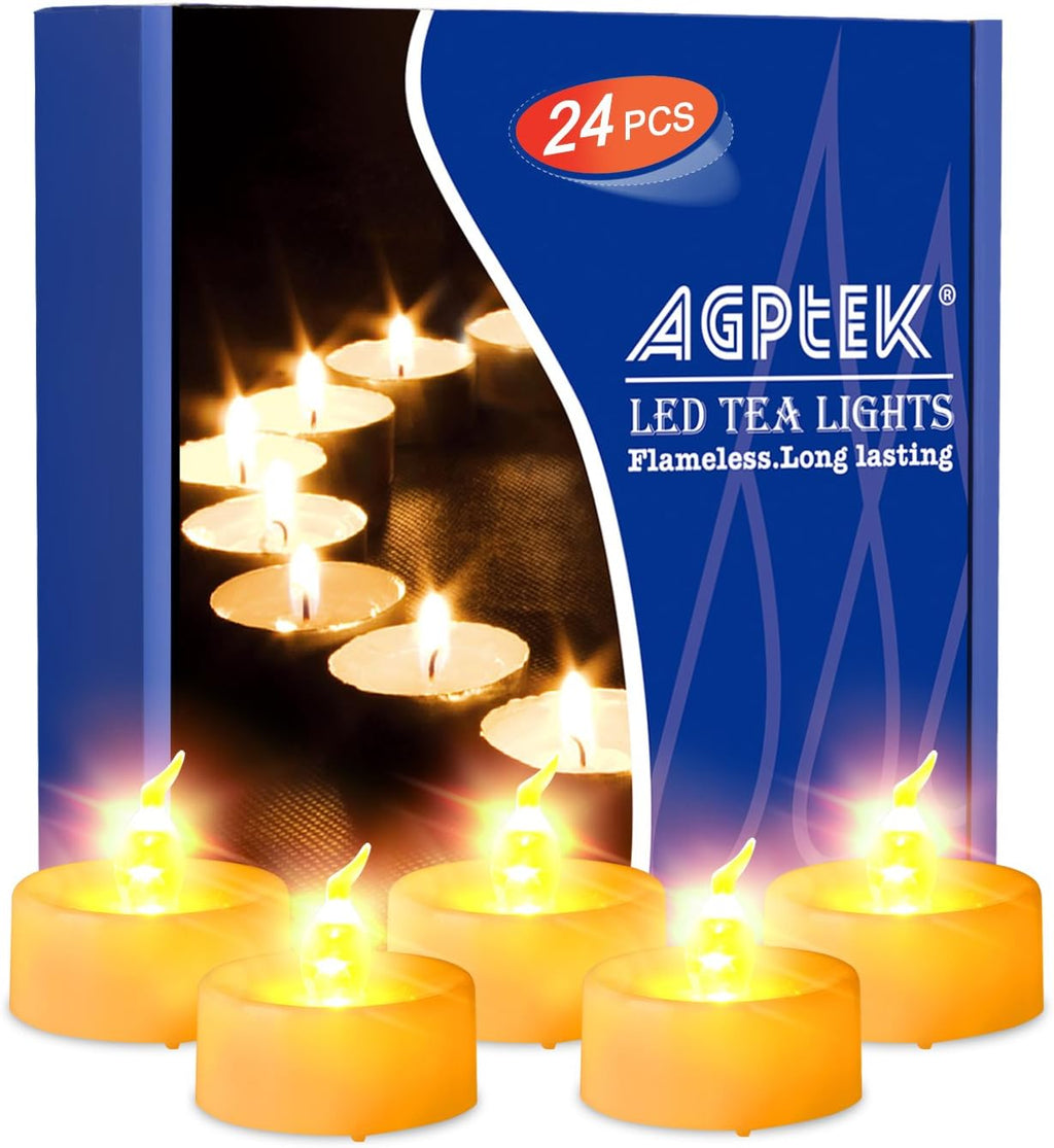 AGPTEK Timer Tealights, 24 Pack Flameless LED Candles