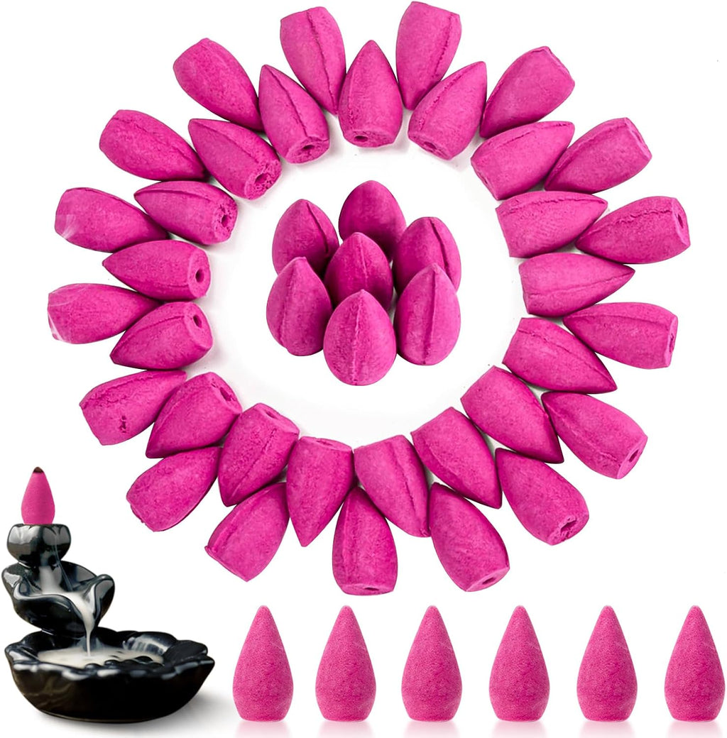 Sukh Backflow Incense Cones - 108 PCS Waterfall Incense Cones (Rose)