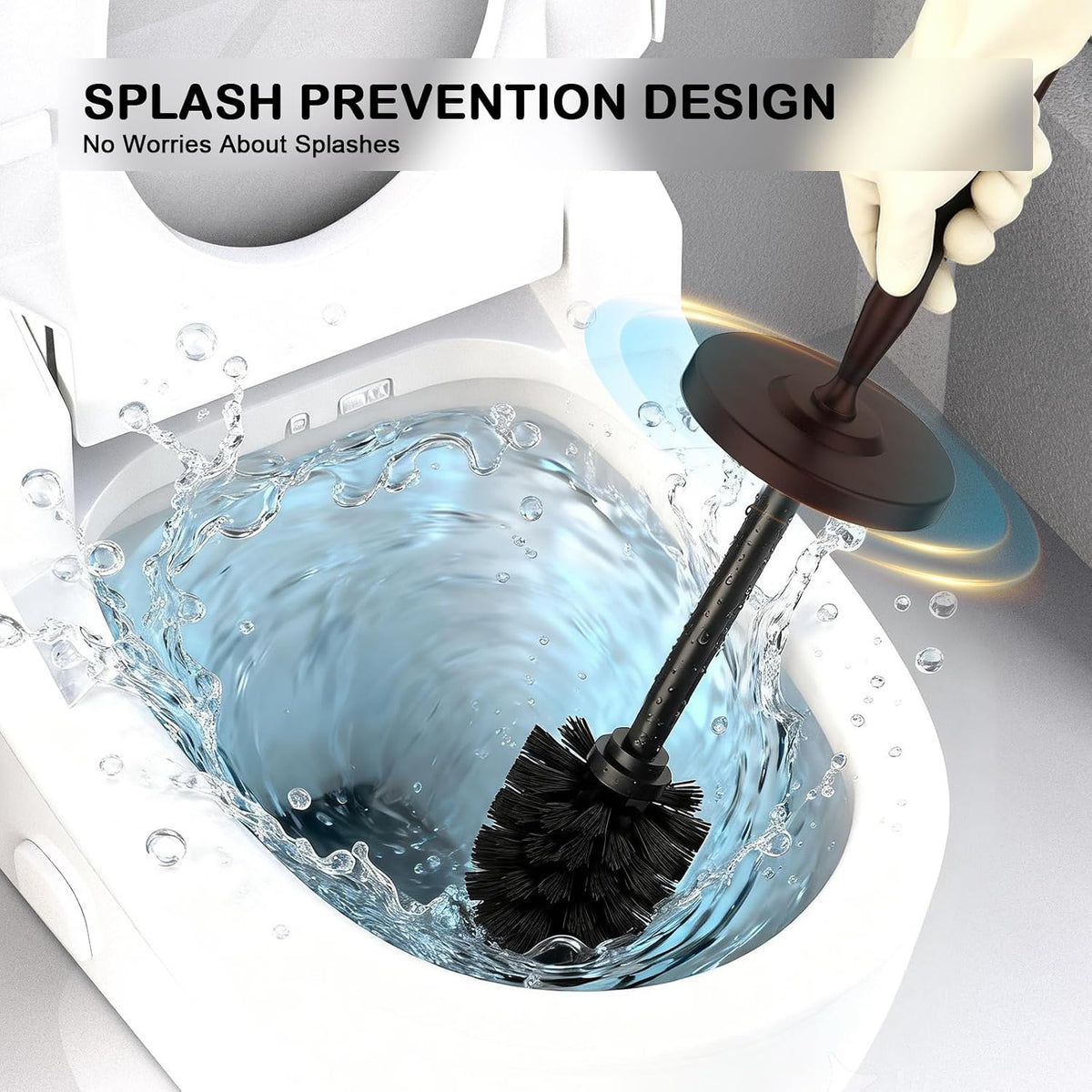 Stainless Steel Toilet Bowl Brush and Holder Set Scrubber Bronze Brown