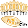 E12 LED Candelabra Bulbs 40 Watt Equivalent, 4W Vintage Candle Light Bulbs Dimmable, 350Lm Amber Warm White 2200K B10 Edison Bulb, Filament Clear Glass Lamp Bulb for Chandelier Ceiling Fan (10 Packs)