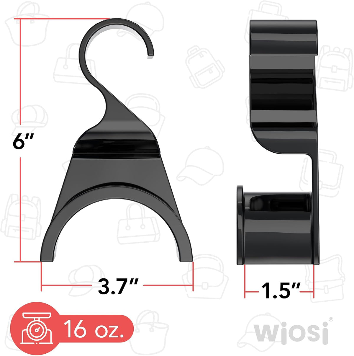Wiosi Premium Black Purse Hanger Closet Set of 3 - Durable Acrylic Organizers and Storage Bag Hanger for Luxury Closet - Purse Hanger Holder for Handbags, Premium Backpack Purse Hooks