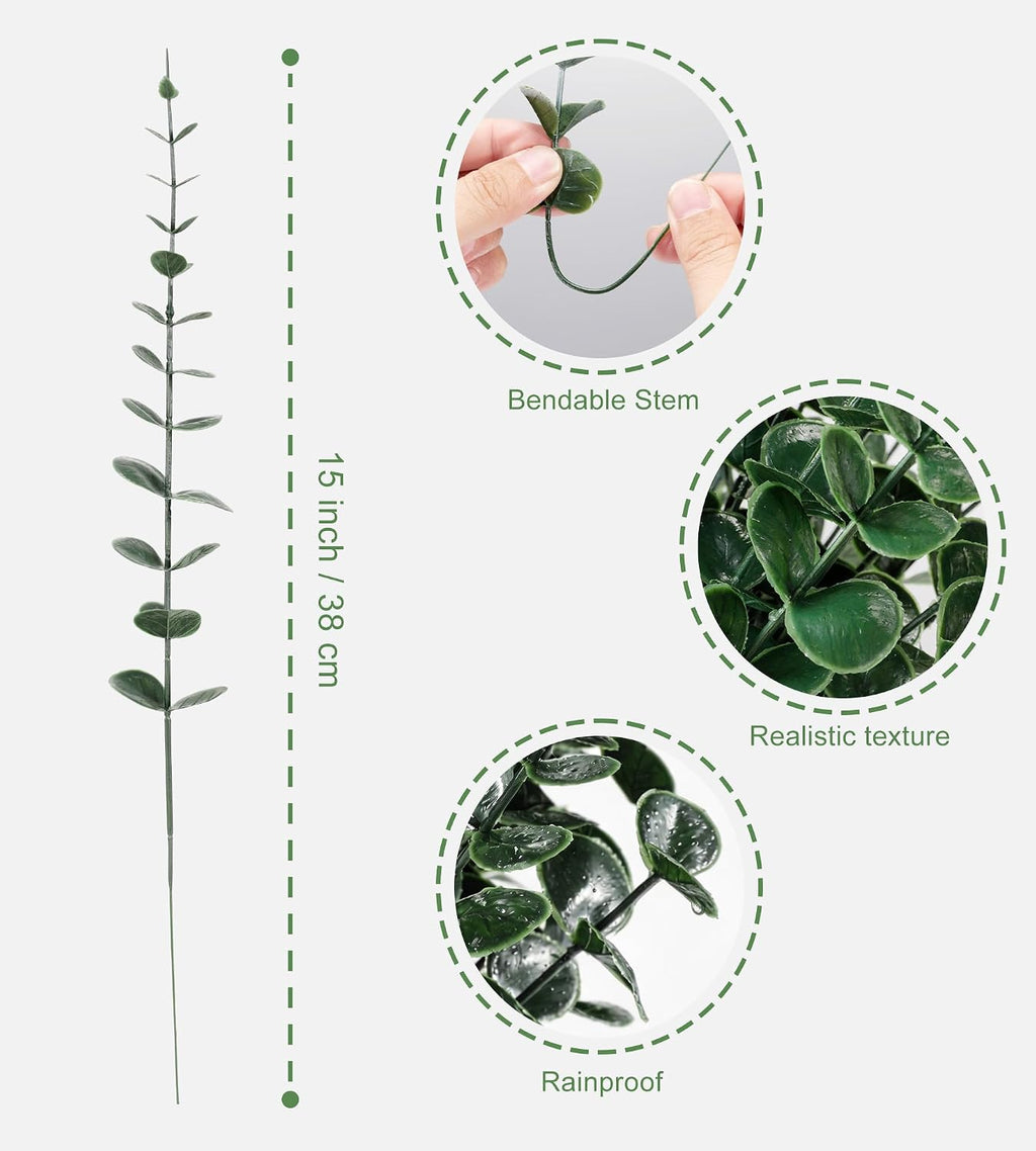 30 Pcs Artificial Eucalyptus Stems Eucalyptus Leaves,Fake Eucalyptus Plants