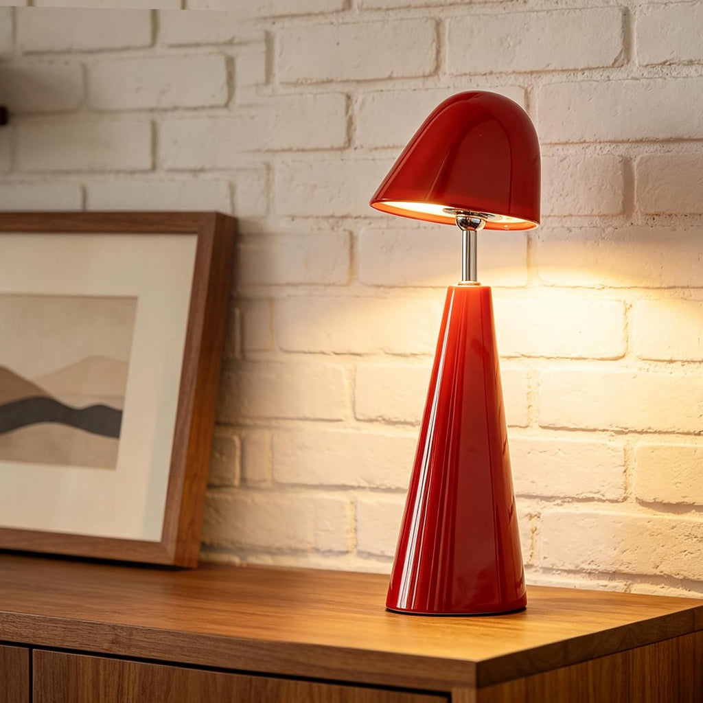Modern Red Table Lamps , Cordless Rechargeable Desk Lamp，for Living Bedroom