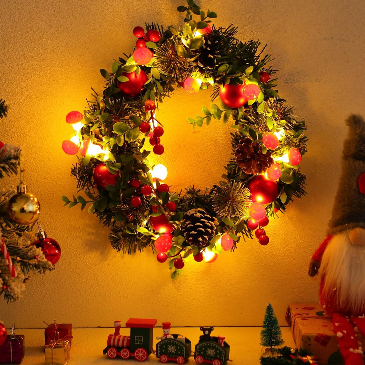 Ciieeo Mushroom String Lights Indoor 118.11 in 20 Led Fairy String Light Mushroom Garland for Bedroom Patio Garden Yard Home Party Seasonal Decor