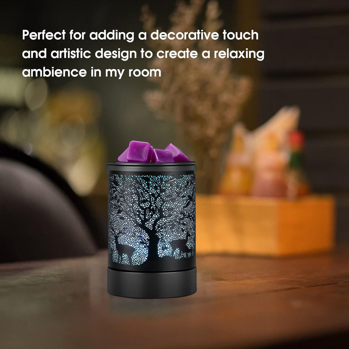 Enaroma Fragrance Wax Melts Warmer with 7 Colors LED Changing Light Scent Oil Candle Warmer for Home Office-Deer Timer