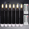 6Inch Flameless Taper Candles with 2 Remote & Timer, Black