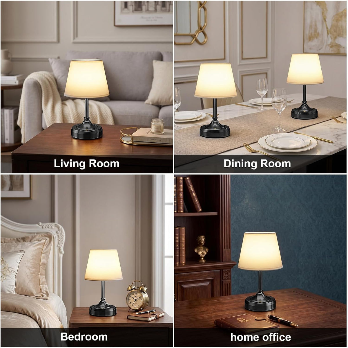 Small Cordless Table Lamp Rechargeable Black