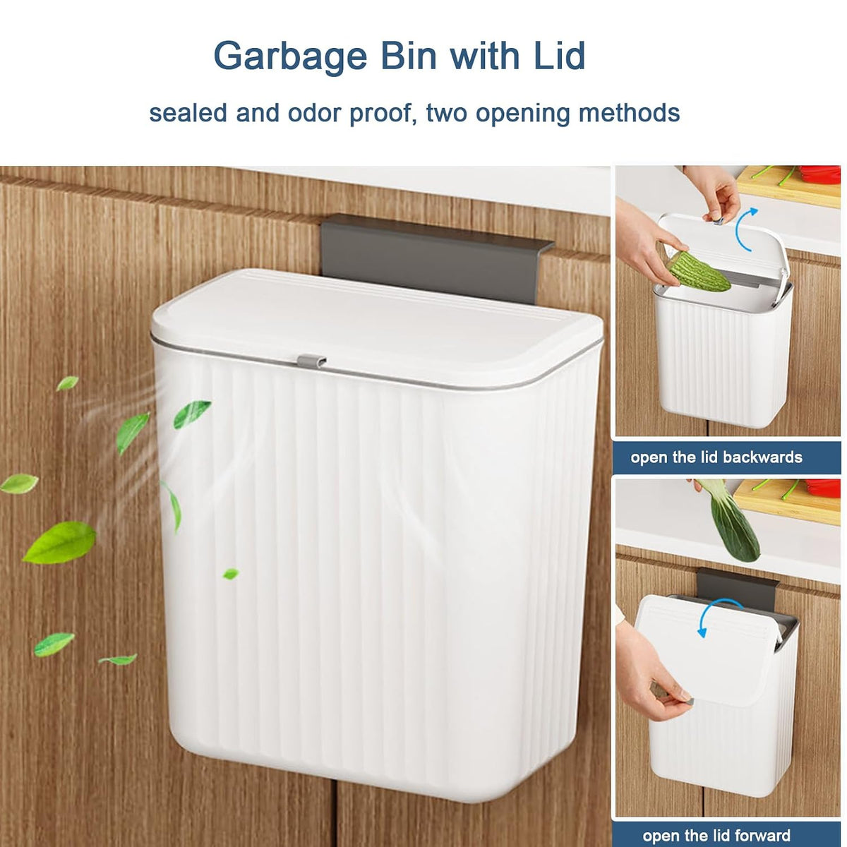 Kitchen Compost Bin Cabinet Hanging Small Trash Can with Lid 2.4 Gallon