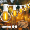 White String Lights Outdoor 100FT G40 Globe String Lights White Cord, 50+2 Spare Replaceable Bulbs, for Patio Backyard Gazebo Porch, Connectable, Zip Ties Included, White Wire