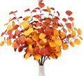 Beferr Fall Eucalyptus Stems Decor, 5Pcs 23" Artificial Eucalyptus Branches Autumn Leaves Fake Plants Floral Arrangements Thanksgiving Farmhouse Home Table Decorations