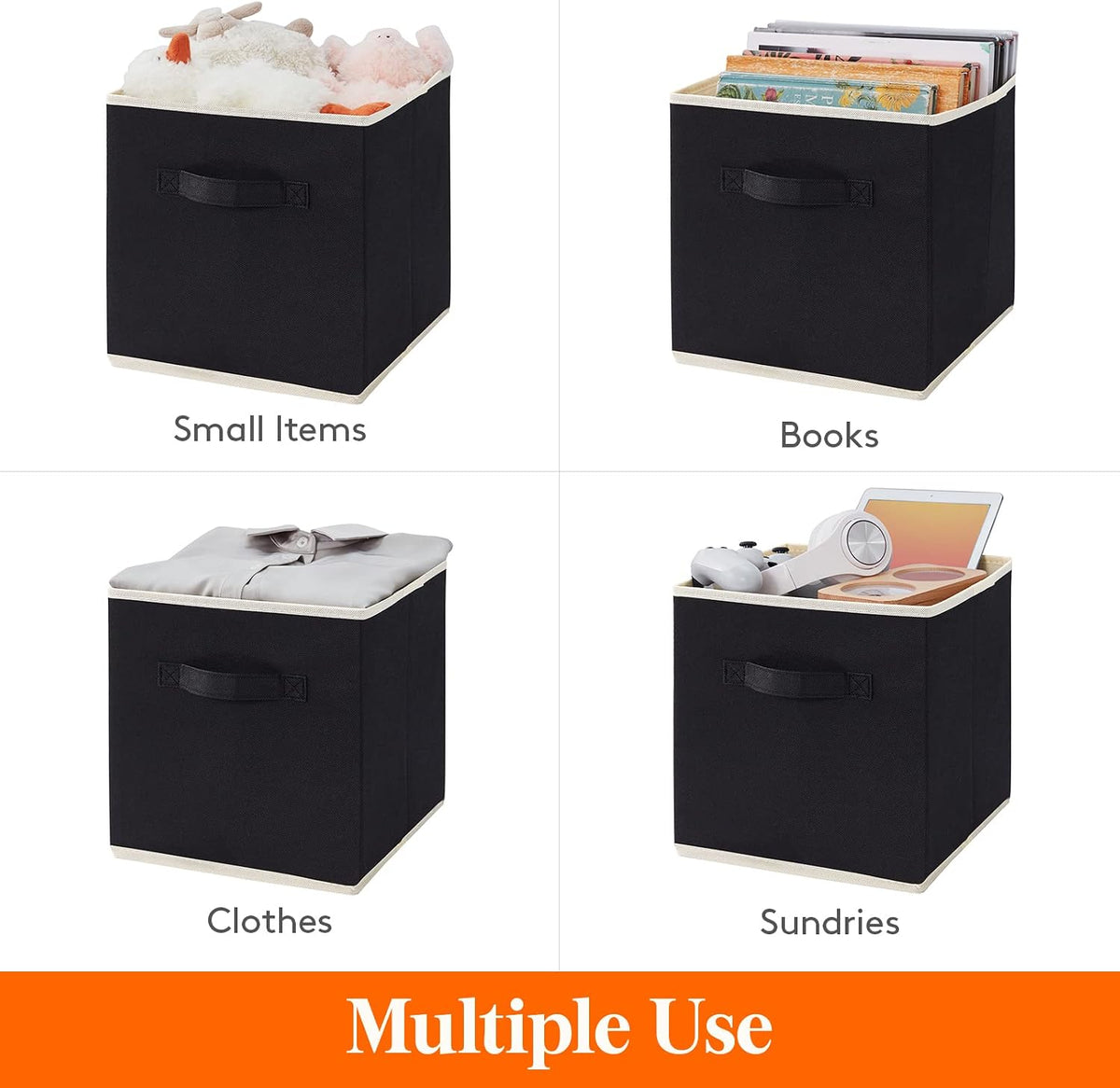 Lifewit Storage Cubes, 11 Inch Organizer Bins, 18L Black, 6 Packs